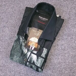 NWT Maceoo Fibonacci Metality Shirt Mens S Black Lion Graphic Italian Digital